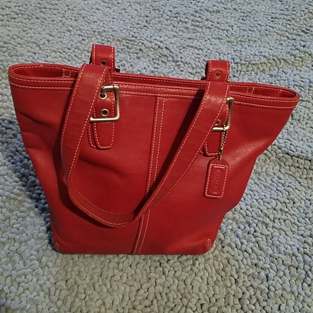 Coach Red leather hand bag